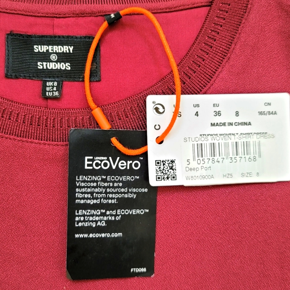 Superdry Woven T-Shirt Dress Wine color